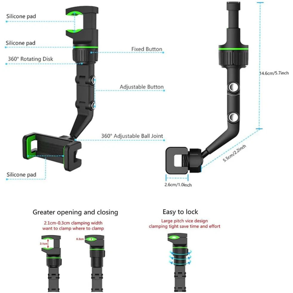 Rearview Mirror Phone Holder 360°