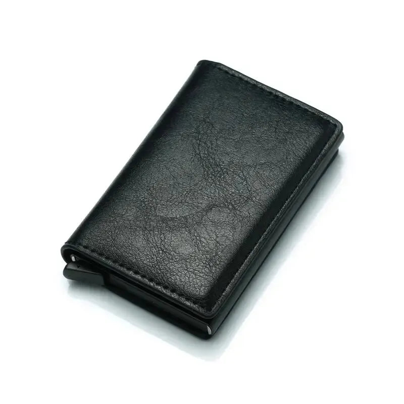 Rfid Aluminum Men Wallet Card Holder Purse Carbon Fiber Men Business Slim Thin Smart Wallet Credit Cardholder Case Note Holder