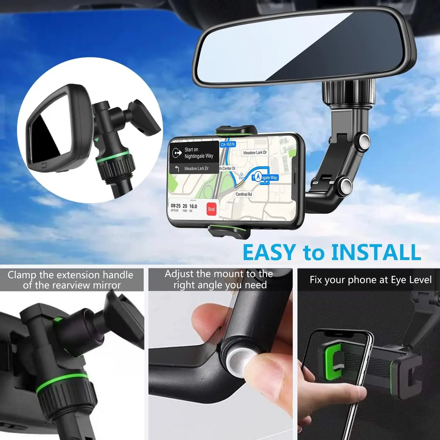 Rearview Mirror Phone Holder 360°