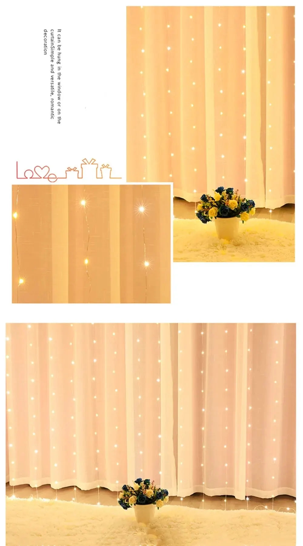 3x3/3*2/3*1 LED Curtain Bedroom Lights Christmas